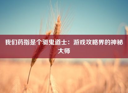 我们药指是个驱鬼道士：游戏攻略界的神秘大师