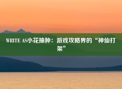 WRITE AS小花抽肿：游戏攻略界的“神仙打架”