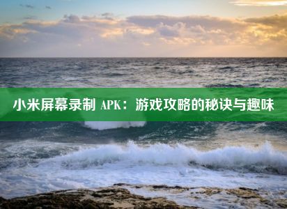 小米屏幕录制 APK：游戏攻略的秘诀与趣味