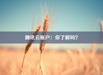 腾讯云账户：你了解吗？